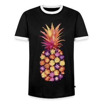 Ananas Fruit tropical hawaïen - T-shirt contrasté Homme - noir/blanc - Devant - AI Model Female 172 light (172cm) & AI Model Male 178 light (178cm)