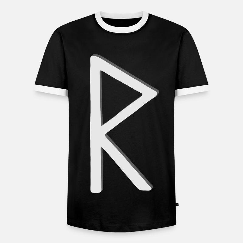 Futhark Runic Alphabet Raidho - Men's Ringer Shirt - black/white