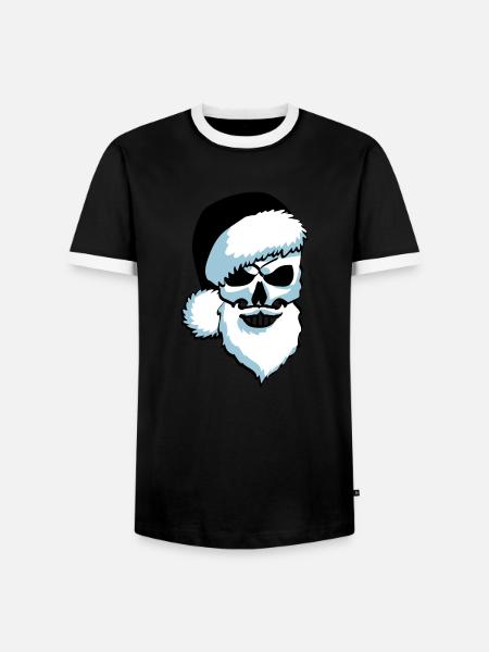 Totenschädel Weihnachtsmann - Männer Kontrast-T-Shirt - Schwarz/Weiß