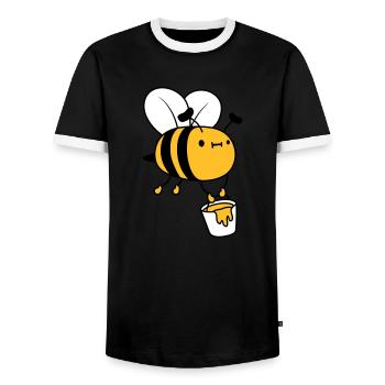 Honey Bucket Bee - Men's Ringer Shirt - black/white - Front - AI Model Female 172 light (172cm) & AI Model Male 178 light (178cm)