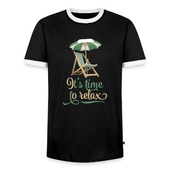 Relax - Men's Ringer Shirt - black/white - Front - AI Model Female 172 light (172cm) & AI Model Male 178 light (178cm)