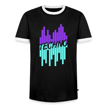 Techno Love Citation Dire Musique Fête Célébrer Logo - T-shirt contrasté Homme - noir/blanc - Devant - AI Model Female 172 light (172cm) & AI Model Male 178 light (178cm)
