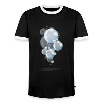 Soap bubbles (Blue Edition) - Men's Ringer Shirt - black/white - Front - AI Model Female 172 light (172cm) & AI Model Male 178 light (178cm)