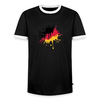 color blob graffiti drops germany nation black red - Men's Ringer Shirt - black/white - Front - AI Model Female 172 light (172cm) & AI Model Male 178 light (178cm)