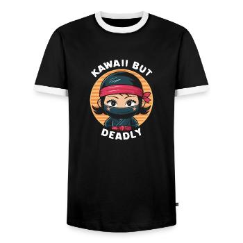 Kawaii, aber tödlich - Männer Kontrast-T-Shirt - Schwarz/Weiß - Vorne - AI Model Female 172 light (172cm) & AI Model Male 178 light (178cm)