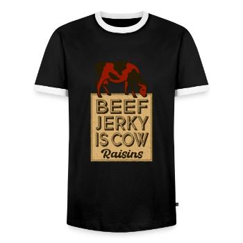 Beef Jerky ist - Männer Kontrast-T-Shirt - Schwarz/Weiß - Vorne - AI Model Female 172 light (172cm) & AI Model Male 178 light (178cm)