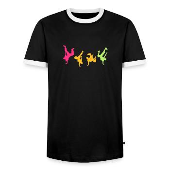 break dance hip hop danseur16 - T-shirt contrasté Homme - noir/blanc - Devant - AI Model Female 172 light (172cm) & AI Model Male 178 light (178cm)