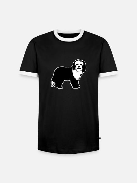 Bearded Collie - T-shirt contrasté Homme - noir/blanc