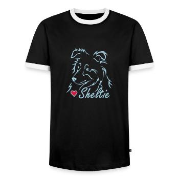 Sheltie ❤ - Männer Kontrast-T-Shirt - Schwarz/Weiß - Vorne - AI Model Female 172 light (172cm) & AI Model Male 178 light (178cm)