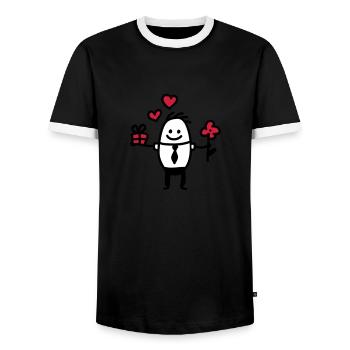 valentine - T-shirt contrasté Homme - noir/blanc - Devant - AI Model Female 172 light (172cm) & AI Model Male 178 light (178cm)