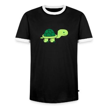 landschildkröte beine füße laufen gehen klein jung - Männer Kontrast-T-Shirt - Schwarz/Weiß - Vorne - AI Model Female 172 light (172cm) & AI Model Male 178 light (178cm)