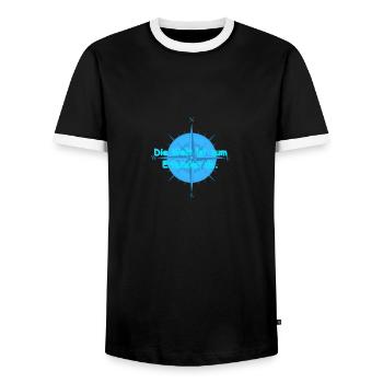Explore the World - Spell - ApriNoeScor - Men's Ringer Shirt - black/white - Front - AI Model Female 172 light (172cm) & AI Model Male 178 light (178cm)