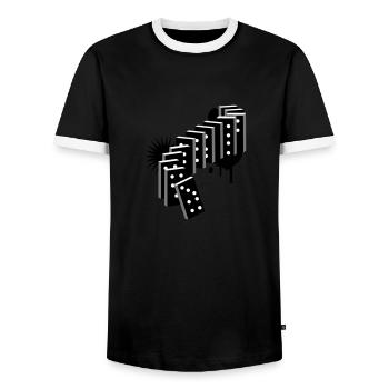 A domino game - Men's Ringer Shirt - black/white - Front - AI Model Female 172 light (172cm) & AI Model Male 178 light (178cm)