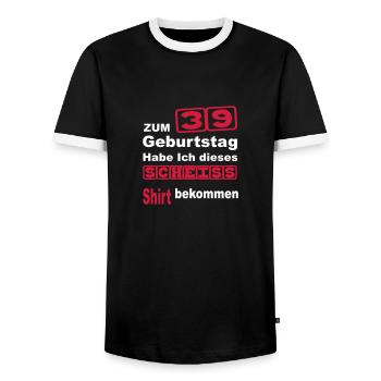 geburtstag 39 - Männer Kontrast-T-Shirt - Schwarz/Weiß - Vorne - AI Model Female 172 light (172cm) & AI Model Male 178 light (178cm)