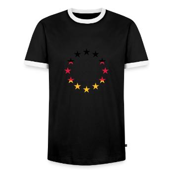 europe stars circle 3 colors germany nation black - Men's Ringer Shirt - black/white - Front - AI Model Female 172 light (172cm) & AI Model Male 178 light (178cm)