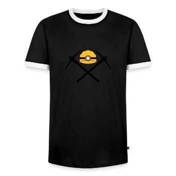 helm sicherheit schutz lampe licht schwarz 2 kreuz - Männer Kontrast-T-Shirt - Schwarz/Weiß - Vorne - AI Model Female 172 light (172cm) & AI Model Male 178 light (178cm)