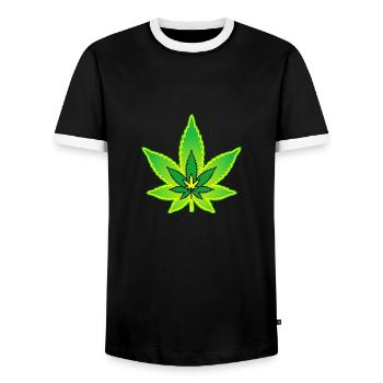 Cannabisblatt - Hanfblatt - Marihuana - Männer Kontrast-T-Shirt - Schwarz/Weiß - Vorne - AI Model Female 172 light (172cm) & AI Model Male 178 light (178cm)