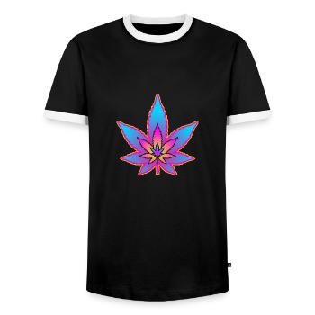 Cannabisblatt - Hanfblatt - Marihuana - Männer Kontrast-T-Shirt - Schwarz/Weiß - Vorne - AI Model Female 172 light (172cm) & AI Model Male 178 light (178cm)