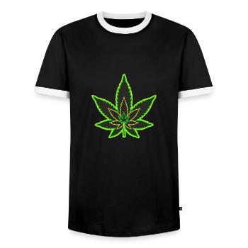 Cannabisblatt - Hanfblatt - Marihuana - Männer Kontrast-T-Shirt - Schwarz/Weiß - Vorne - AI Model Female 172 light (172cm) & AI Model Male 178 light (178cm)
