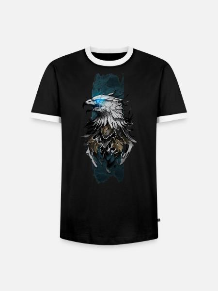 Majestätischer Adler: Azurblauer Blick - Männer Kontrast-T-Shirt - Schwarz/Weiß