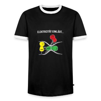 Elektrizität Erklärt - Elektroniker Männer Shirt - Männer Kontrast-T-Shirt - Schwarz/Weiß - Vorne - AI Model Female 172 light (172cm) & AI Model Male 178 light (178cm)