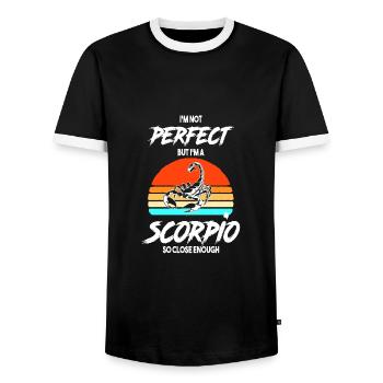 Zodiac sign Scorpio - Men's Ringer Shirt - black/white - Front - AI Model Female 172 light (172cm) & AI Model Male 178 light (178cm)