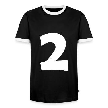 2 - Men's Ringer Shirt - black/white - Front - AI Model Female 172 light (172cm) & AI Model Male 178 light (178cm)