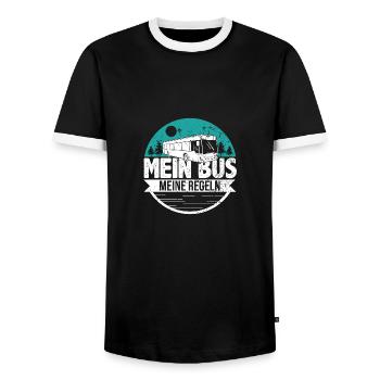 Busfahrer Geschenk Linienbus - mein bus - Männer Kontrast-T-Shirt - Schwarz/Weiß - Vorne - AI Model Female 172 light (172cm) & AI Model Male 178 light (178cm)