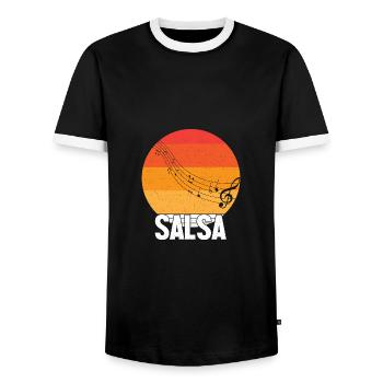 Danseuse de salsa Danseuse - T-shirt contrasté Homme - noir/blanc - Devant - AI Model Female 172 light (172cm) & AI Model Male 178 light (178cm)