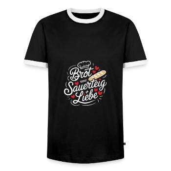 Backen ist Sauerteig und Liebe - Männer Kontrast-T-Shirt - Schwarz/Weiß - Vorne - AI Model Female 172 light (172cm) & AI Model Male 178 light (178cm)