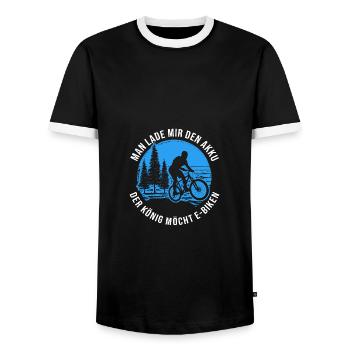 fahrrad e-bike elektrorad akku-biker ebike - Männer Kontrast-T-Shirt - Schwarz/Weiß - Vorne - AI Model Female 172 light (172cm) & AI Model Male 178 light (178cm)
