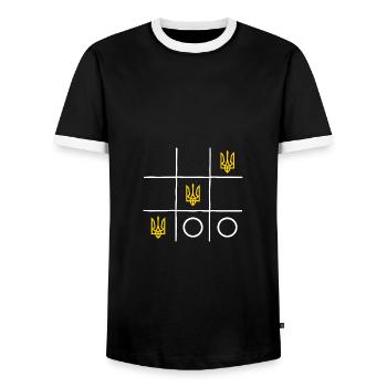 Ukraine slava ukraini ukraine-sieg ukraine-game - Männer Kontrast-T-Shirt - Schwarz/Weiß - Vorne - AI Model Female 172 light (172cm) & AI Model Male 178 light (178cm)