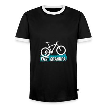 Fast grandpa on the bike - Men's Ringer Shirt - black/white - Front - AI Model Female 172 light (172cm) & AI Model Male 178 light (178cm)