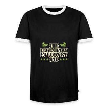 Papa Fauconnerie Dicton - T-shirt contrasté Homme - noir/blanc - Devant - AI Model Female 172 light (172cm) & AI Model Male 178 light (178cm)