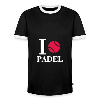 Padel PADELTENNIS Padelspieler Padeltennis-love - Männer Kontrast-T-Shirt - Schwarz/Weiß - Vorne - AI Model Female 172 light (172cm) & AI Model Male 178 light (178cm)