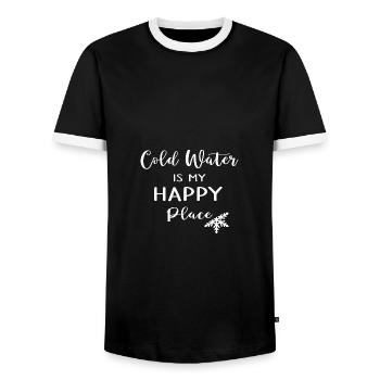 Bains de glace, bain d’hiver, thérapie par le froid, « eau froide » - T-shirt contrasté Homme - noir/blanc - Devant - AI Model Female 172 light (172cm) & AI Model Male 178 light (178cm)