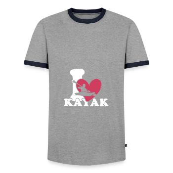 Kayak Canoë Pagayer Kayak Capitaine - T-shirt contrasté Homme - gris/marine  - Devant - AI Model Female 172 light (172cm) & AI Model Male 178 light (178cm)