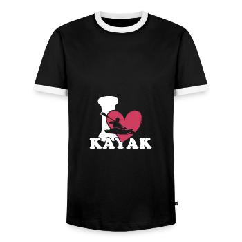 kajak kanu paddeln kajak-kapitän - Männer Kontrast-T-Shirt - Schwarz/Weiß - Vorne - AI Model Female 172 light (172cm) & AI Model Male 178 light (178cm)