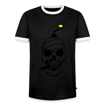 tete de mort volleyball bombe skull crane - T-shirt contrasté Homme - noir/blanc - Devant - AI Model Female 172 light (172cm) & AI Model Male 178 light (178cm)