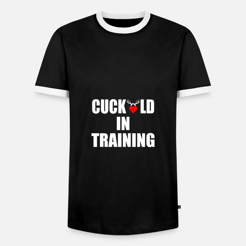 cuckold in training - Männer Kontrast-T-Shirt - Schwarz/Weiß