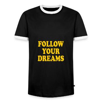 follow your dreams - Männer Kontrast-T-Shirt - Schwarz/Weiß - Vorne - AI Model Female 172 light (172cm) & AI Model Male 178 light (178cm)