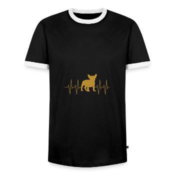 Französische Bulldogge ich liebe Frenchies - Männer Kontrast-T-Shirt - Schwarz/Weiß - Vorne - AI Model Female 172 light (172cm) & AI Model Male 178 light (178cm)