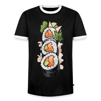 Aesthetic Futomaki Sushi Japan Streetwear Design - Männer Kontrast-T-Shirt - Schwarz/Weiß - Vorne - AI Model Female 172 light (172cm) & AI Model Male 178 light (178cm)