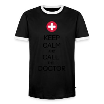 GARDEZ LE CALME ET APPELEZ LE MÉDECIN - T-shirt contrasté Homme - noir/blanc - Devant - AI Model Female 172 light (172cm) & AI Model Male 178 light (178cm)