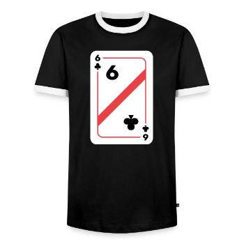 Cross Six Playing Card Poker Card - T-shirt contrasté Homme - noir/blanc - Devant - AI Model Female 172 light (172cm) & AI Model Male 178 light (178cm)