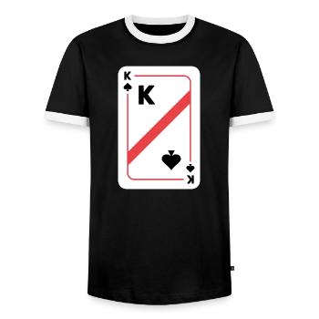 Carte de poker King of Spades - T-shirt contrasté Homme - noir/blanc - Devant - AI Model Female 172 light (172cm) & AI Model Male 178 light (178cm)