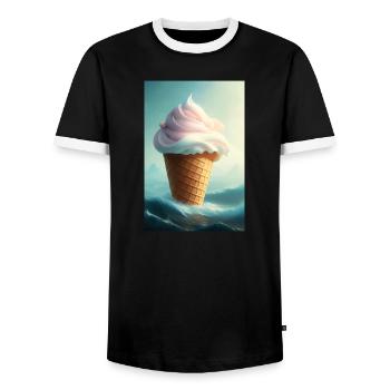 Eiscreme - Männer Kontrast-T-Shirt - Schwarz/Weiß - Vorne - AI Model Female 172 light (172cm) & AI Model Male 178 light (178cm)