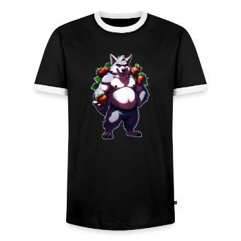 Wolf Strawberry 1 - Men's Ringer Shirt - black/white - Front - AI Model Female 172 light (172cm) & AI Model Male 178 light (178cm)