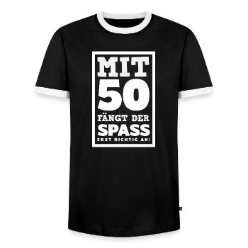 Lustiges 50. Geburtstag Geburtstagsshirt Geschenk - Männer Kontrast-T-Shirt - Schwarz/Weiß - Vorne - AI Model Female 172 light (172cm) & AI Model Male 178 light (178cm)