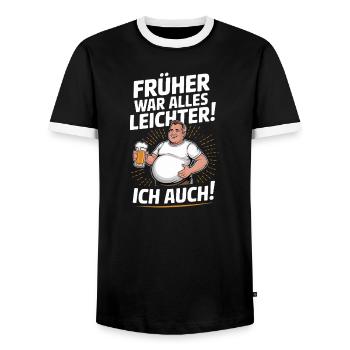Dans le passé, tout était plus léger, j’avais aussi un design amusant - T-shirt contrasté Homme - noir/blanc - Devant - AI Model Female 172 light (172cm) & AI Model Male 178 light (178cm)